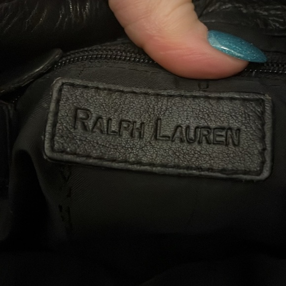 Vintage Ralph Lauren RL Leather Bag Snap Top Black Shoulder Strap Soft 1990’s - Picture 6 of 9